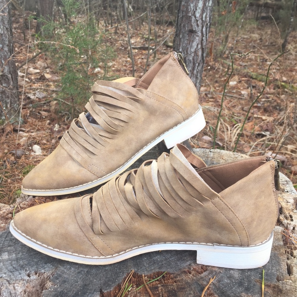 Mi.iM Free Soul Shredded Booties Distressed Spring Ankle Flats Office Casual